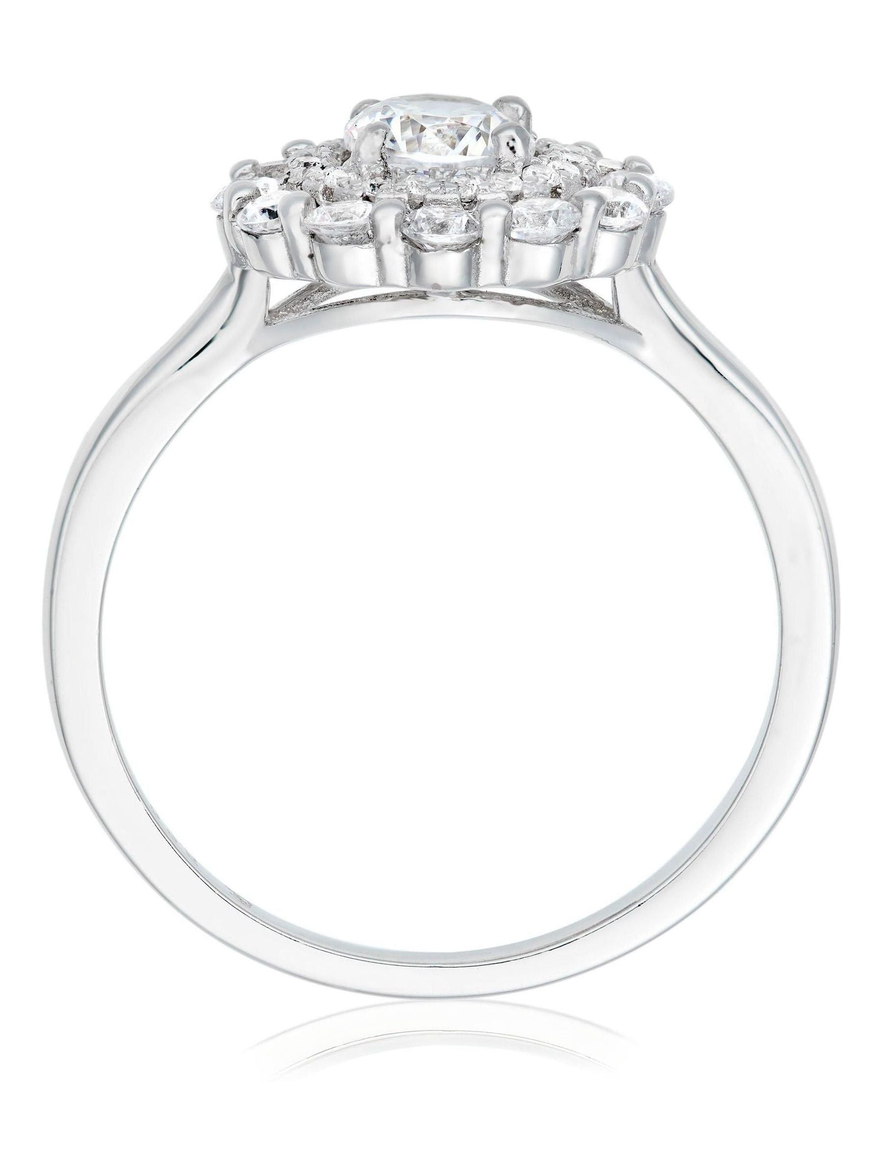 Beaverbrooks silver cubic zirconia double halo ring - British product