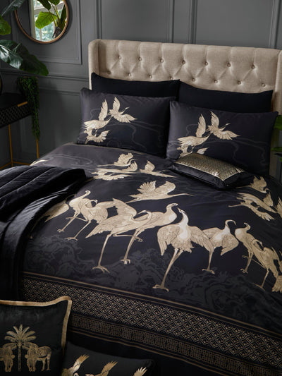 Laurence Llewelyn-Bowen Black Kireina 100% Cotton Duvet Cover and Pillowcase Set