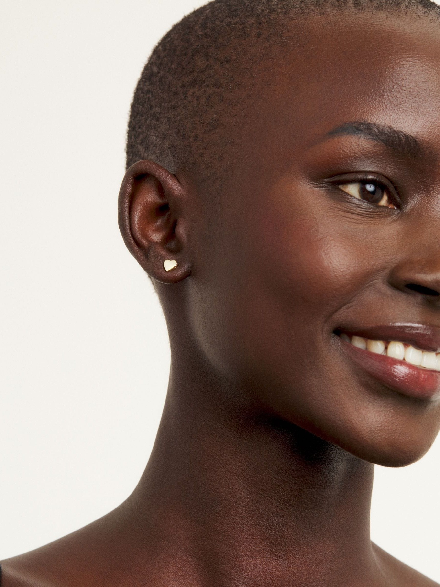 Tiny Heart-Shaped Stud Earrings in Gold Tone