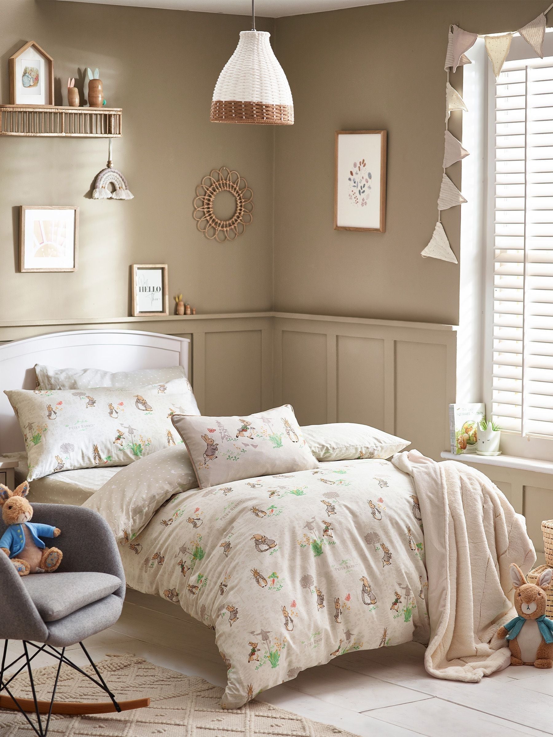Peter Rabbit natural classic watercolour duvet cover and pillowcase set, imported from the UK