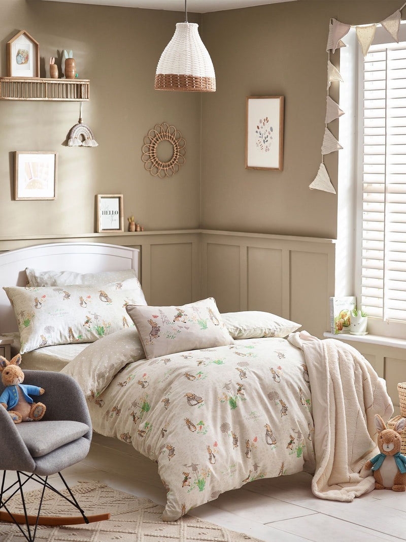 Peter Rabbit natural classic watercolour duvet cover and pillowcase set, imported from the UK