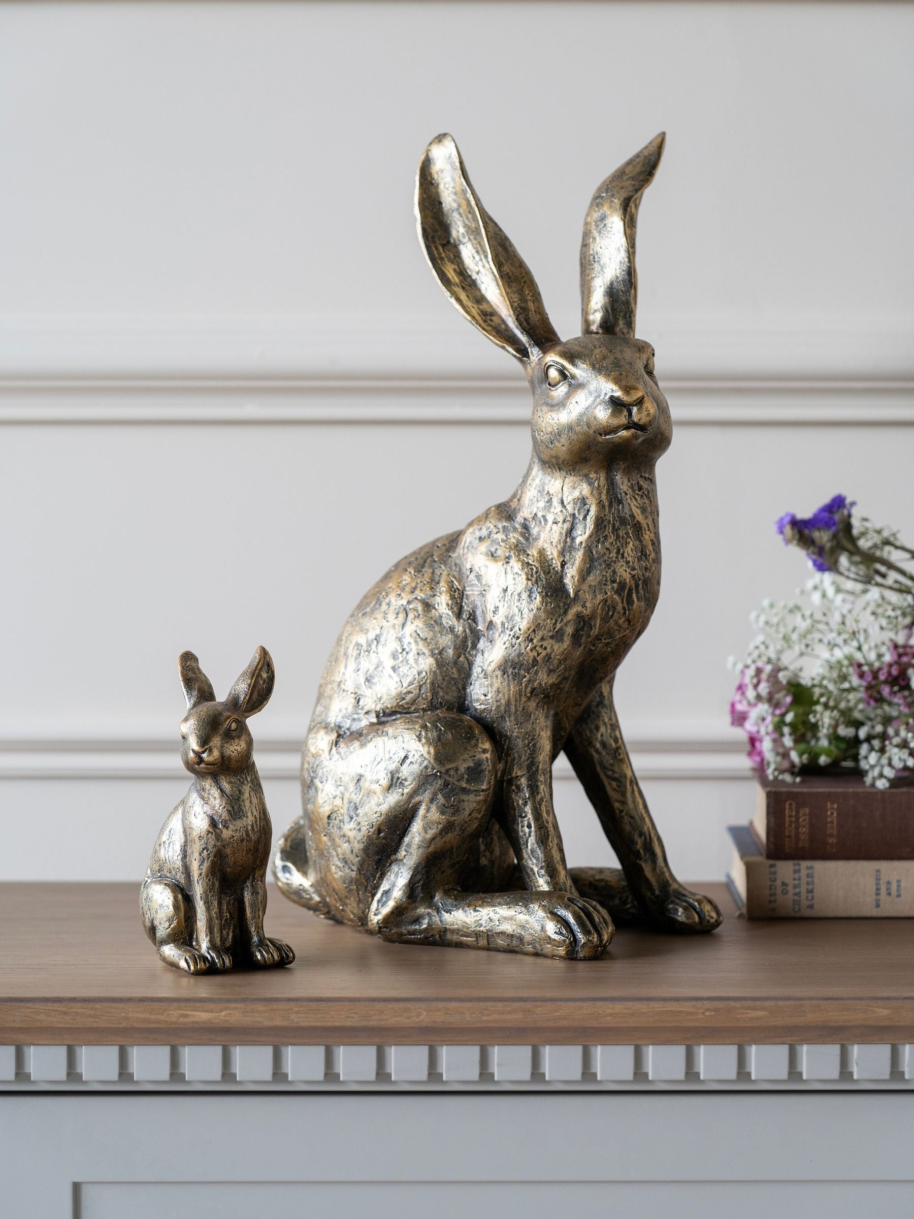 Laura Ashley gold antiqued sitting hare ornament, UK version