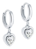 Ted Baker silver tone clear crystal heart huggie earrings (British brand)