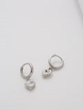 Ted Baker silver tone clear crystal heart huggie earrings (British brand)