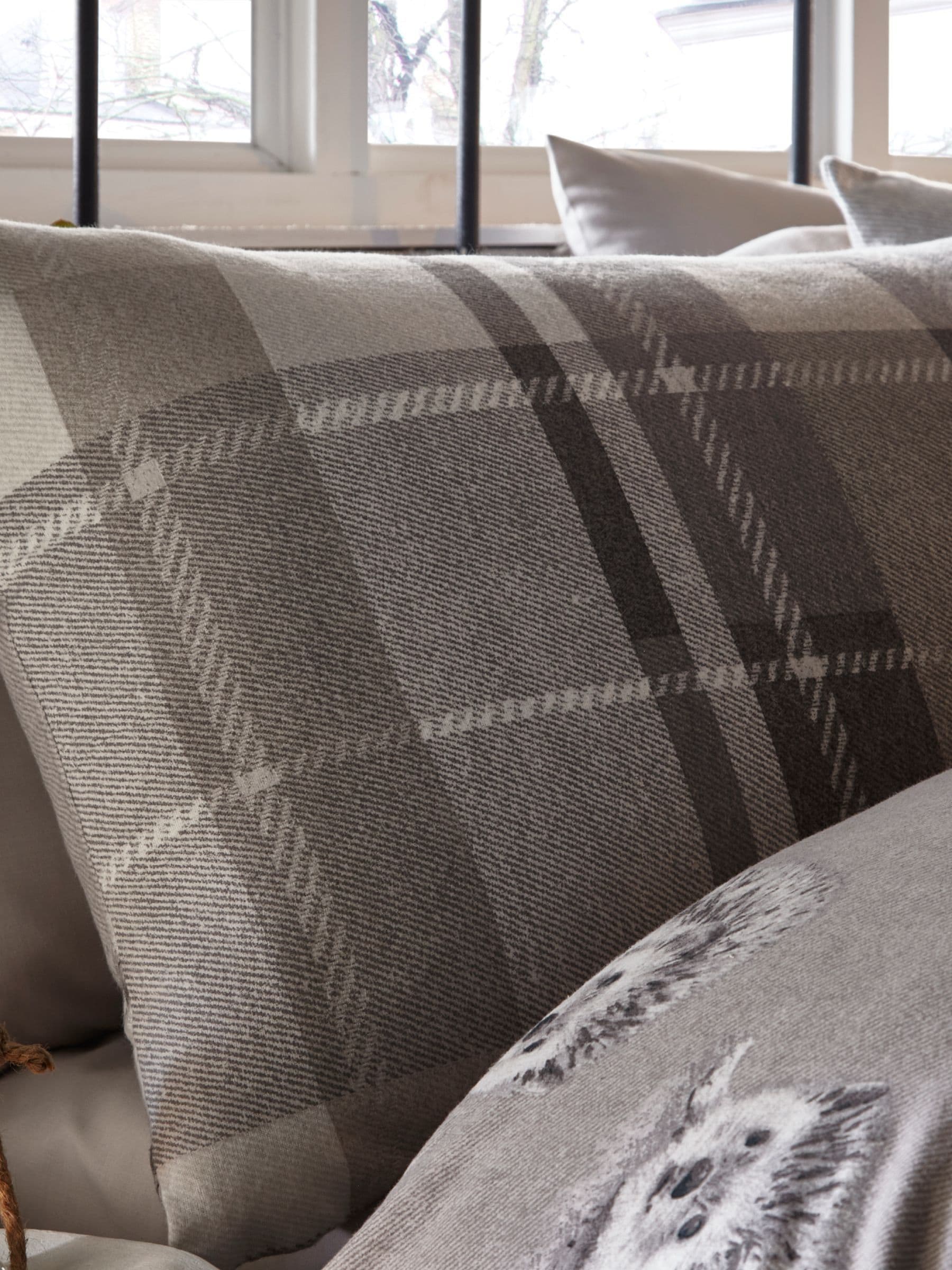 Dreams & Drapes grey Colville check duvet cover and pillowcase set - British product