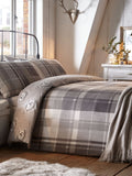 Dreams & Drapes grey Colville check duvet cover and pillowcase set - British product