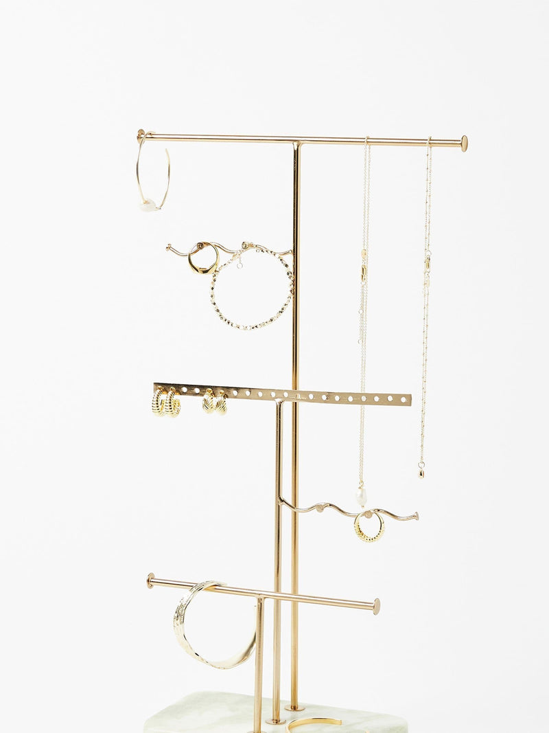 Oliver Bonas gold metal and marble wiggle jewellery stand, imported from the UK
