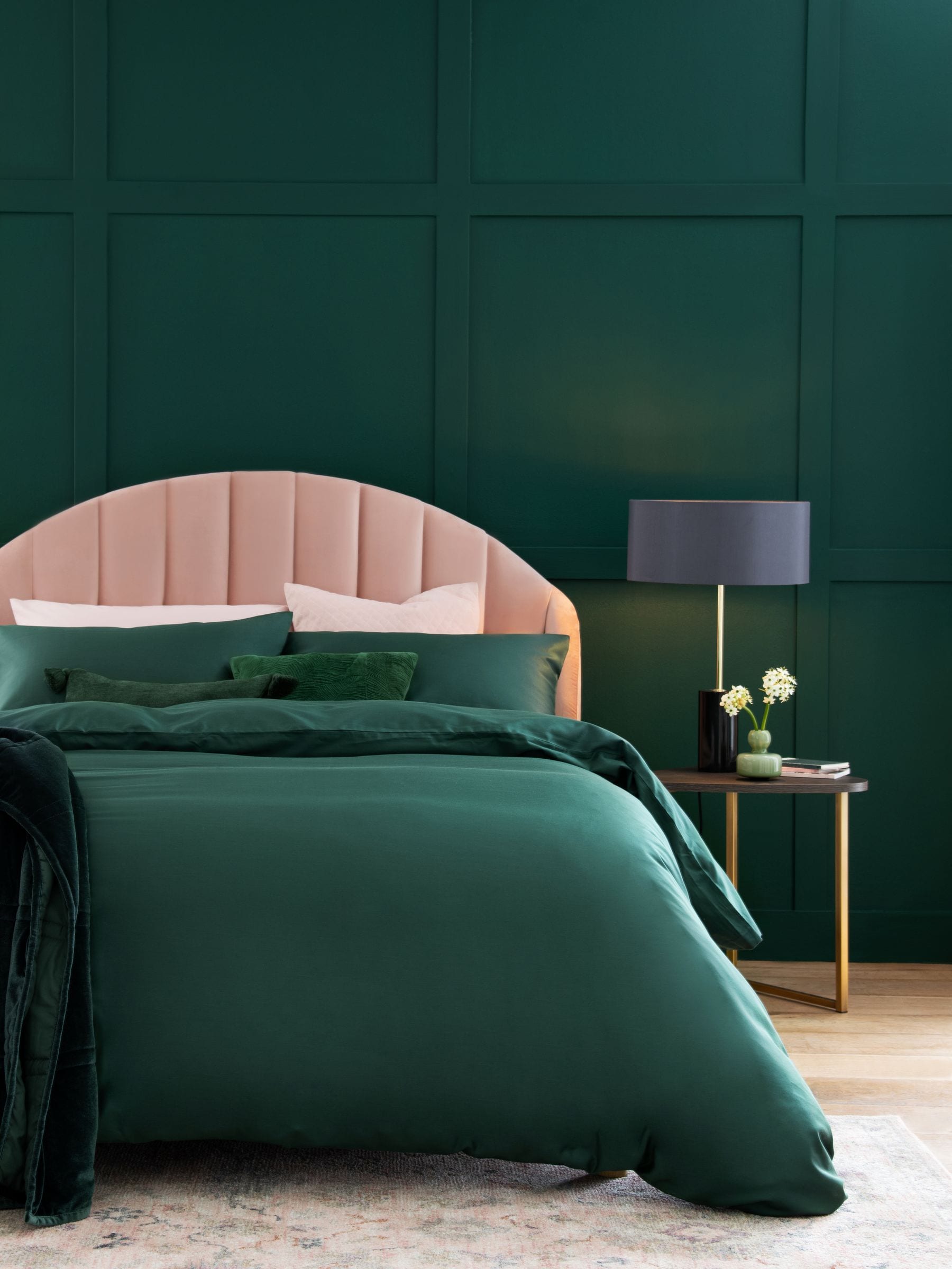 Bottle Green Egyptian cotton duvet cover and pillowcase set - British product