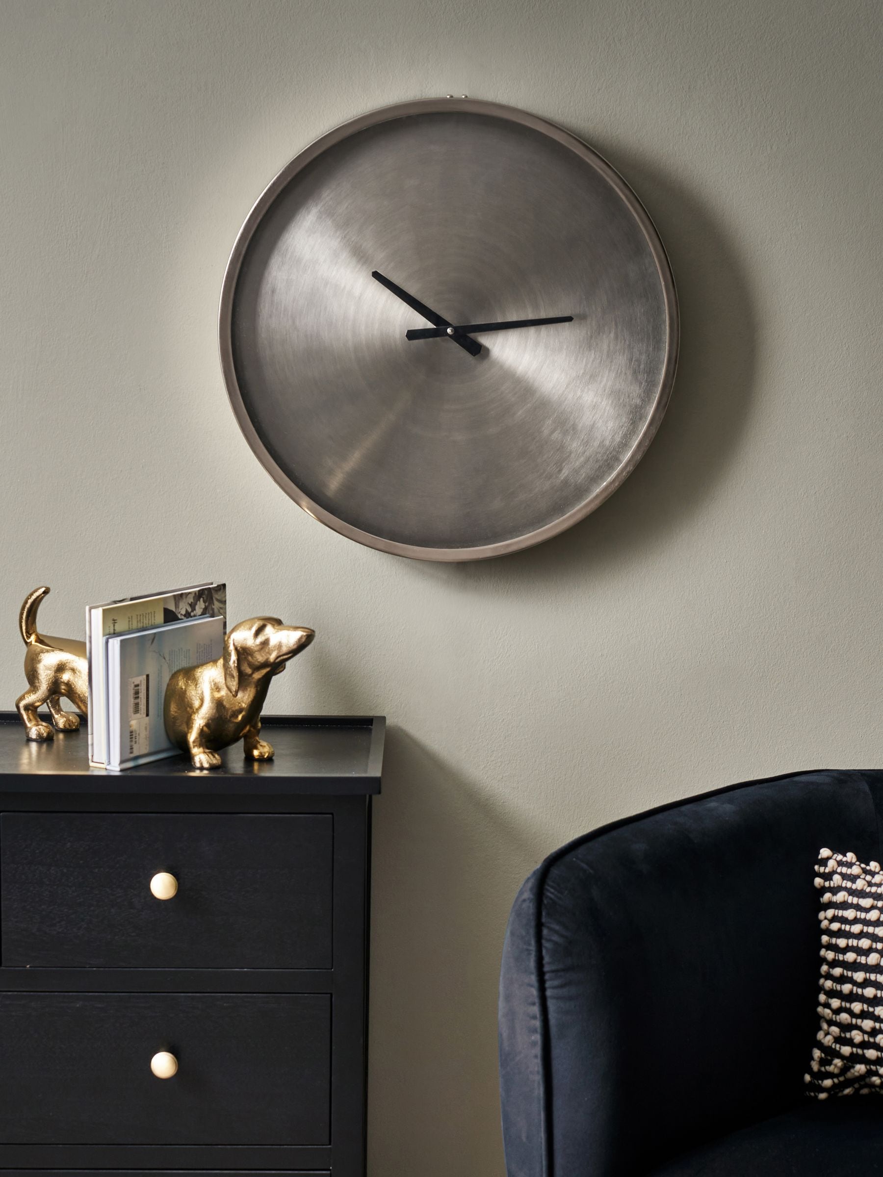 Pacific Brushed Nickel Round Wall Clock