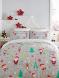 Fusion Grey Elf and Santa Christmas duvet cover set - British product