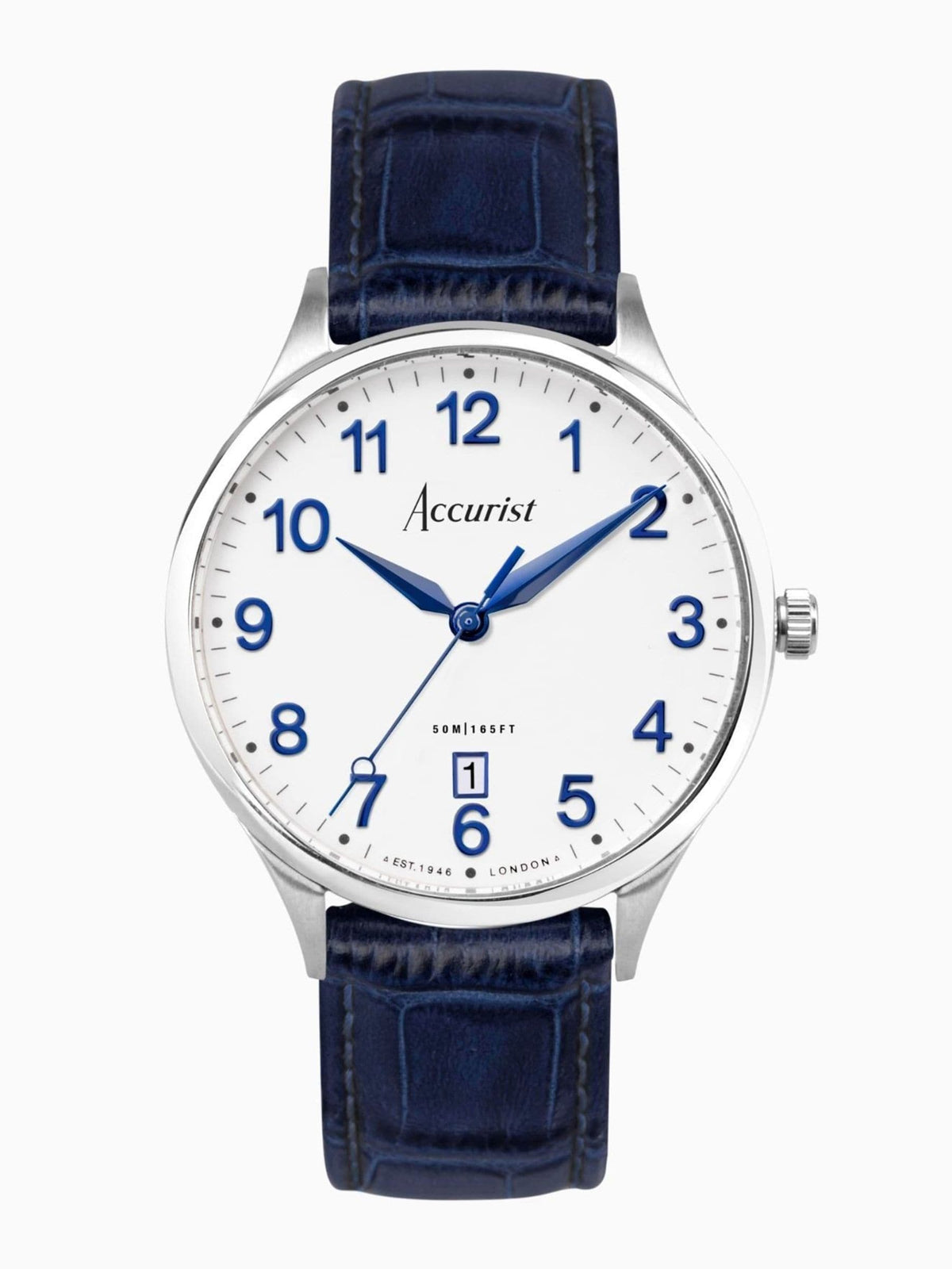 Accurist Blue Classic Leather Strap Analogue Watch - British product