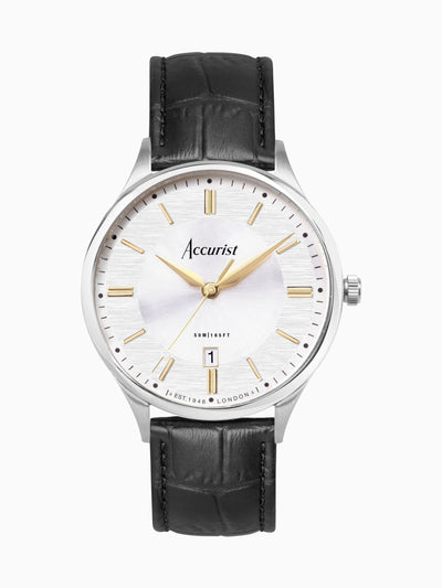 Accurist Black Classic Leather Strap Analogue Watch