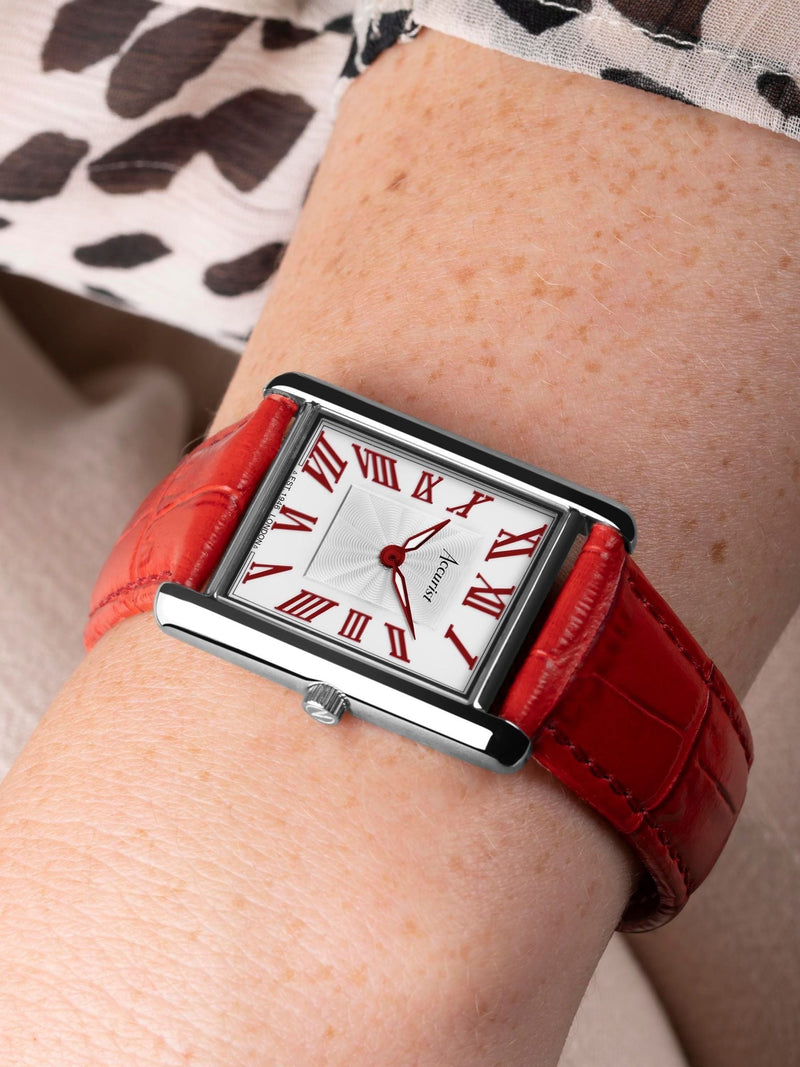 Accurist red rectangular analogue watch - British product