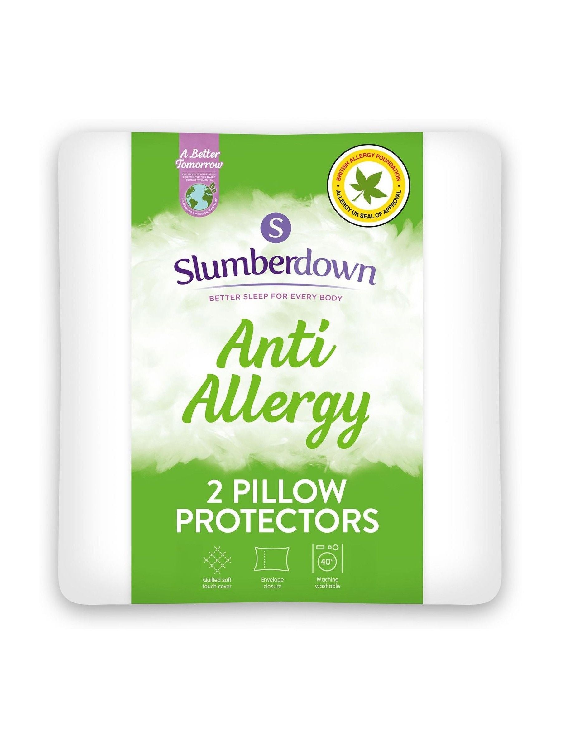 Slumberdown anti allergy white pillow protectors 2 pack (British brand)