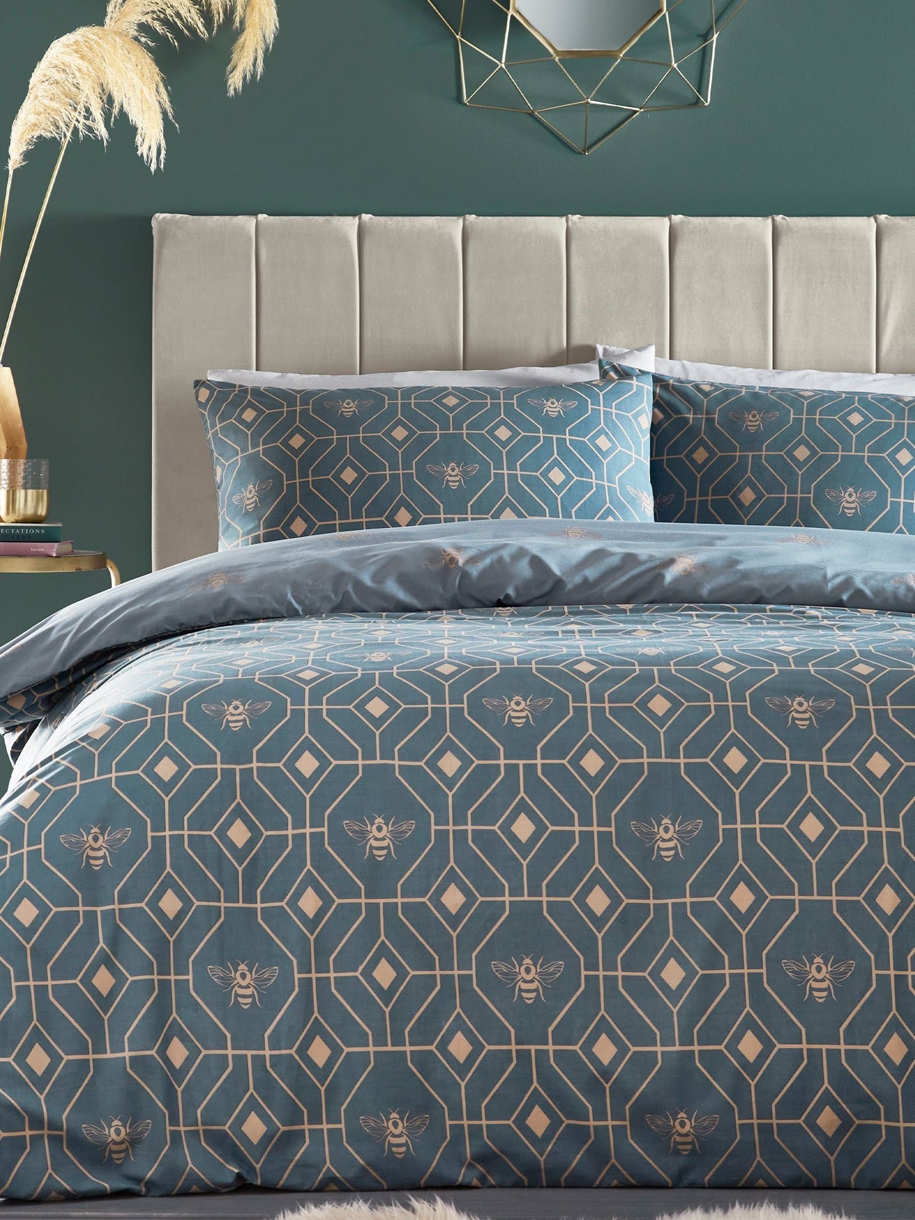 Bee Deco duvet cover set with pillowcases, double size - British product