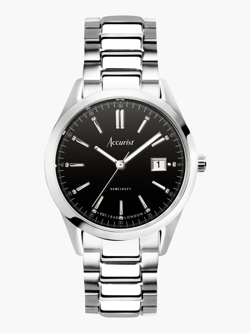 Women's Stainless Steel Analogue Watch with Black Sunray Dial and Bracelet