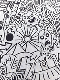 Furn White/Black Doodle reversible duvet cover set - British product