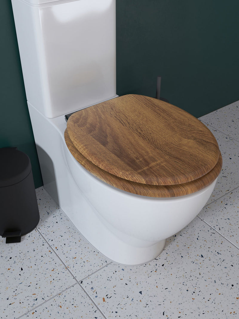 Croydex Ontario Teak Flexi-Fix toilet seat - British product