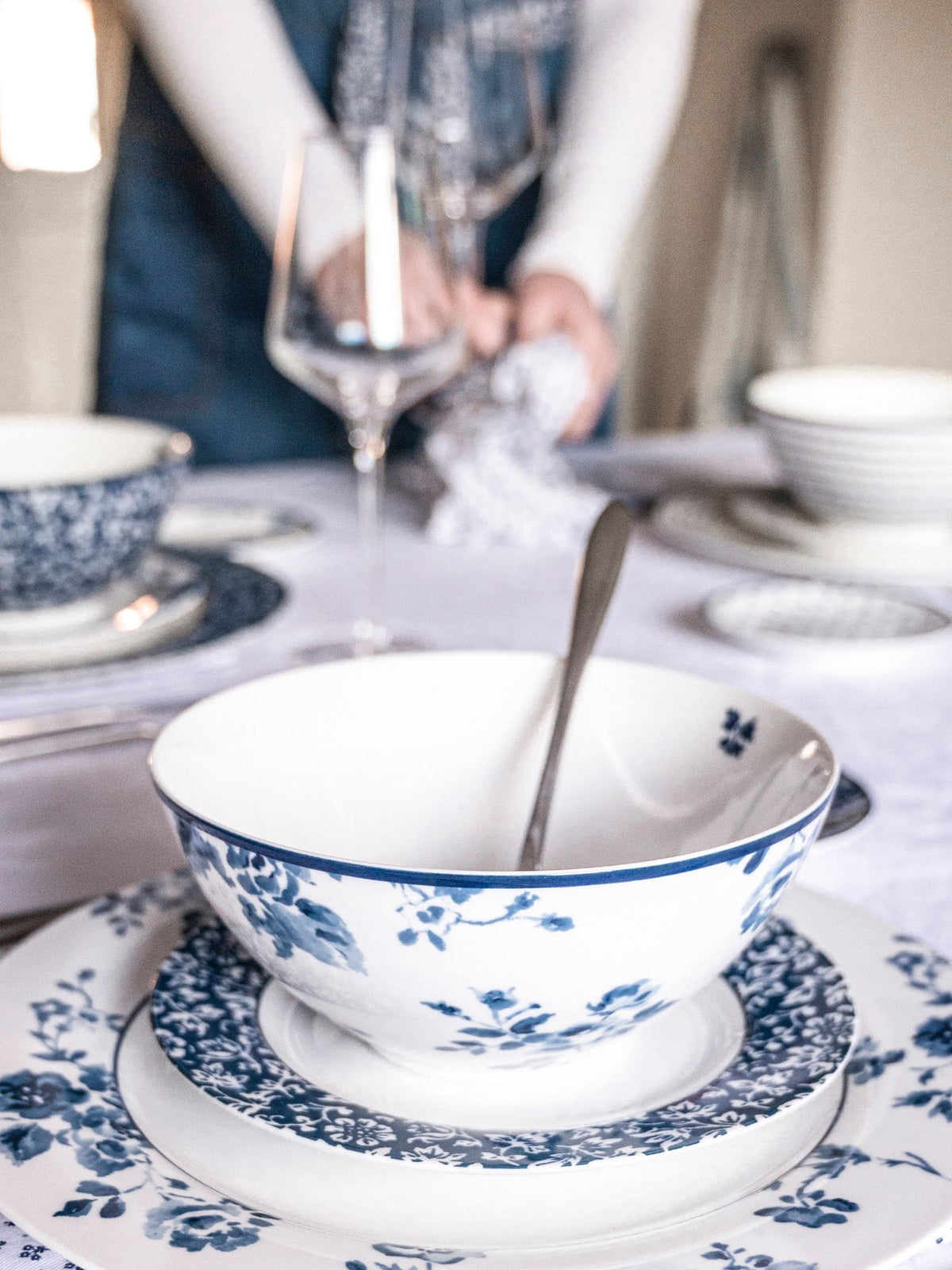 Laura Ashley 12 Piece Blue Dinner Set Porcelain, UK version