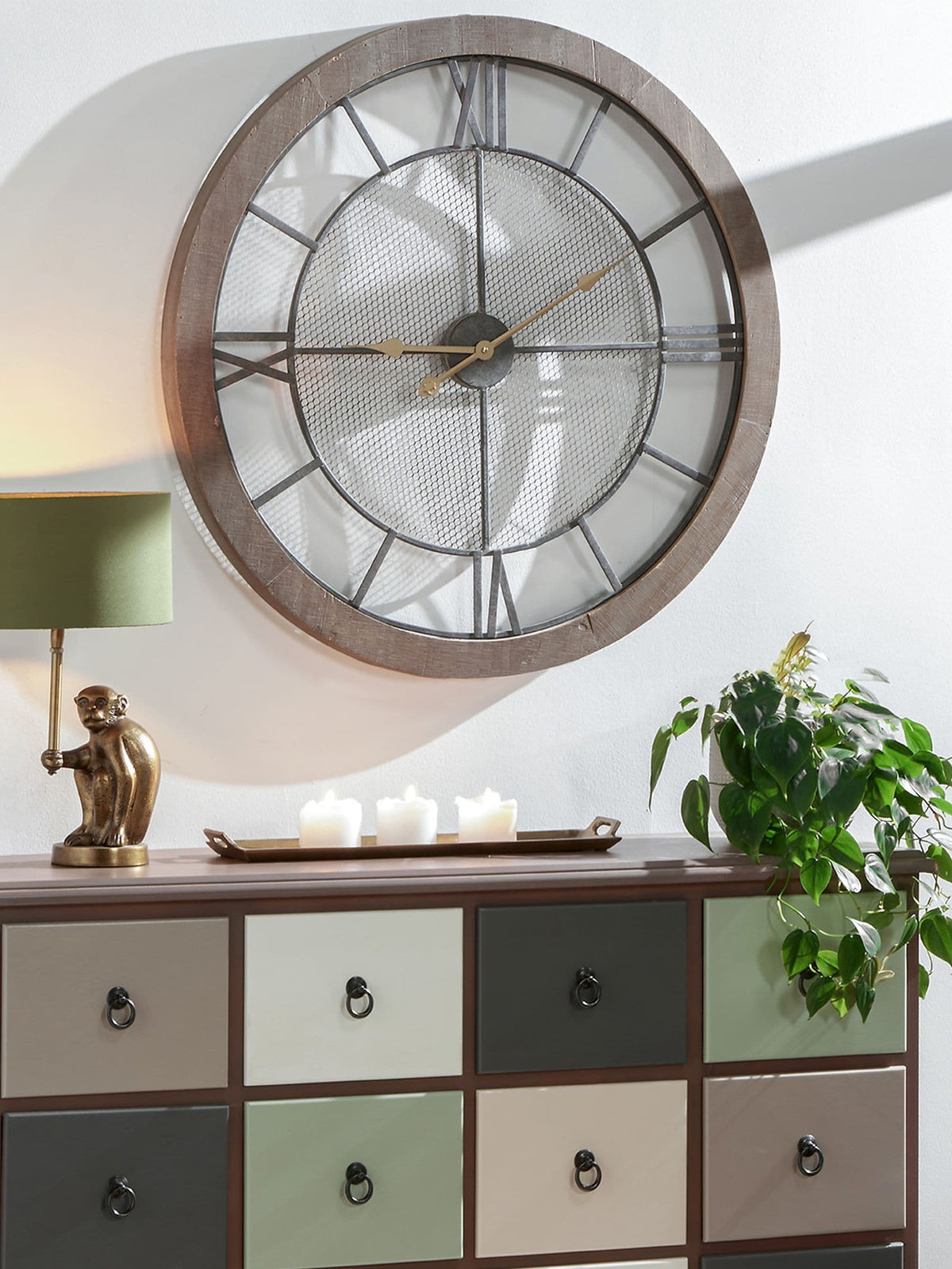 Pacific Natural round wall clock 80cm, imported from the UK