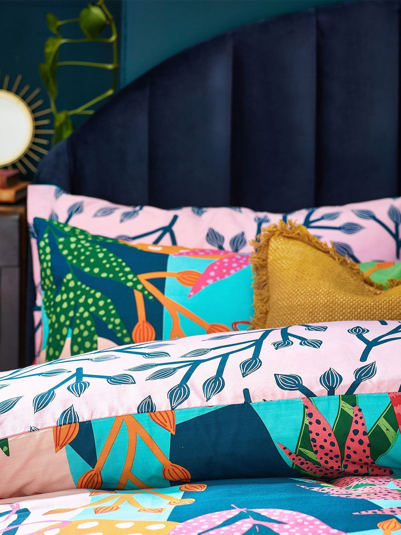 Furn Coralina reversible tropical duvet cover and pillowcase set - British product