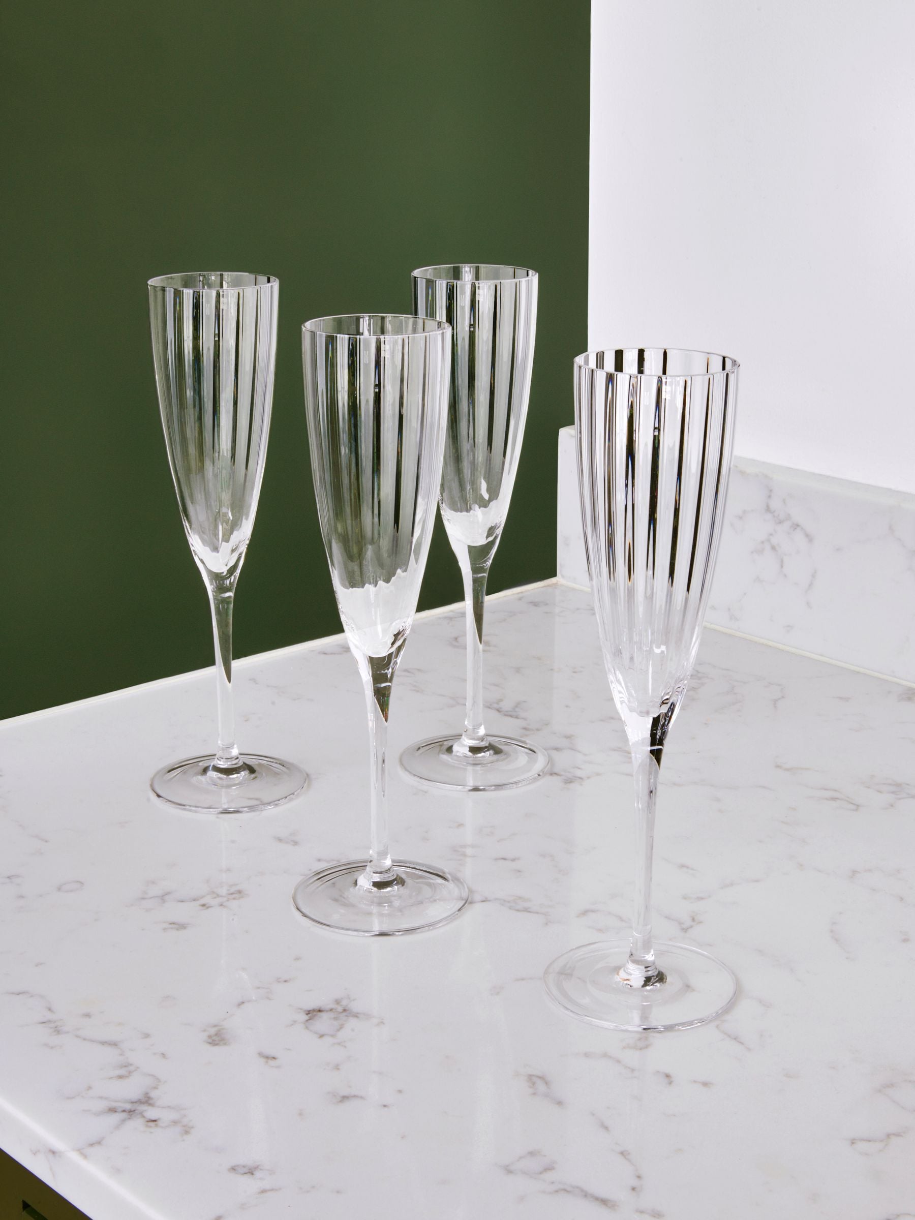 Jasper Conran London clear fluted champagne flute glasses set of 4, UK version