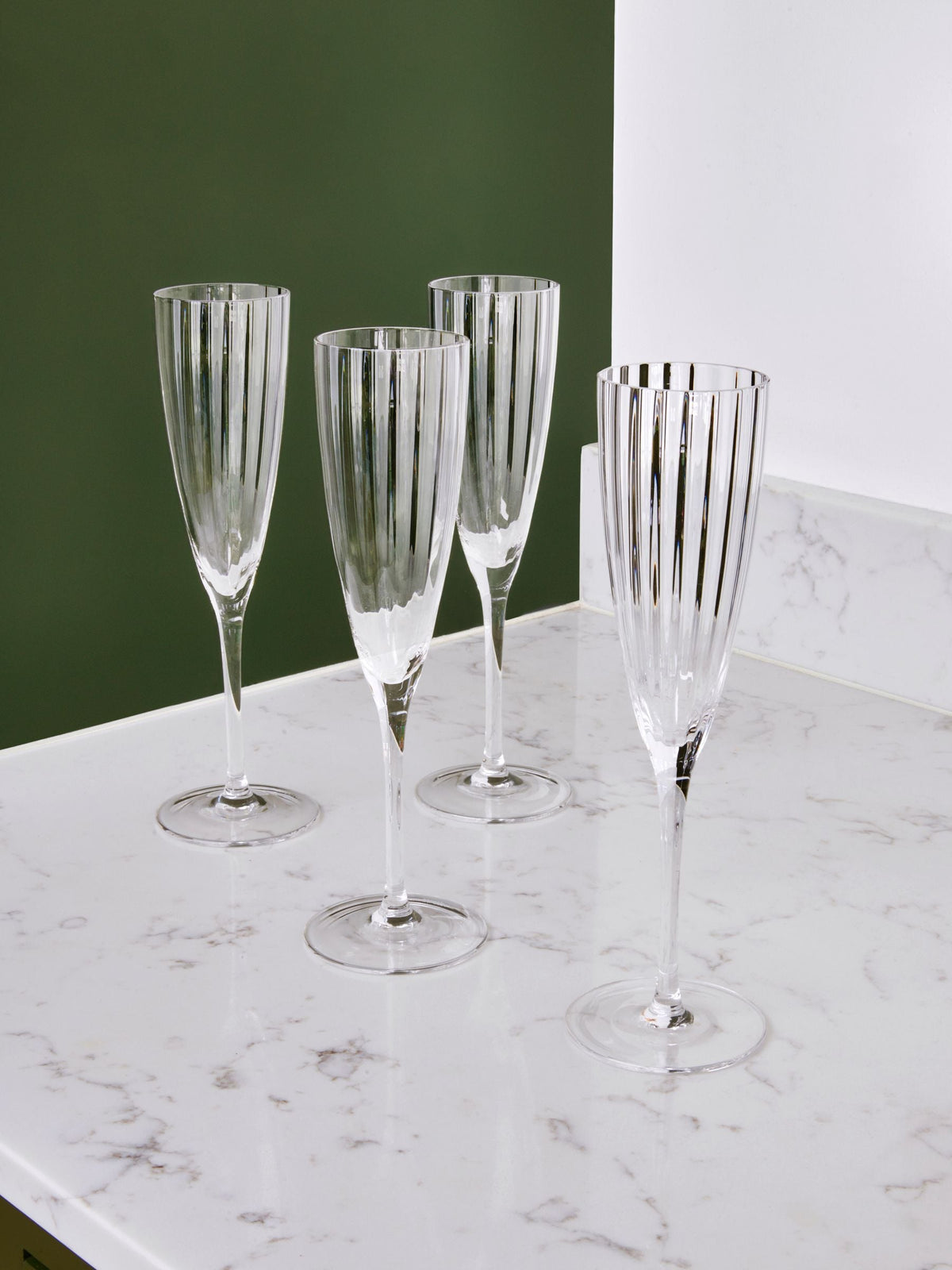Jasper Conran London clear fluted champagne flute glasses set of 4, UK version