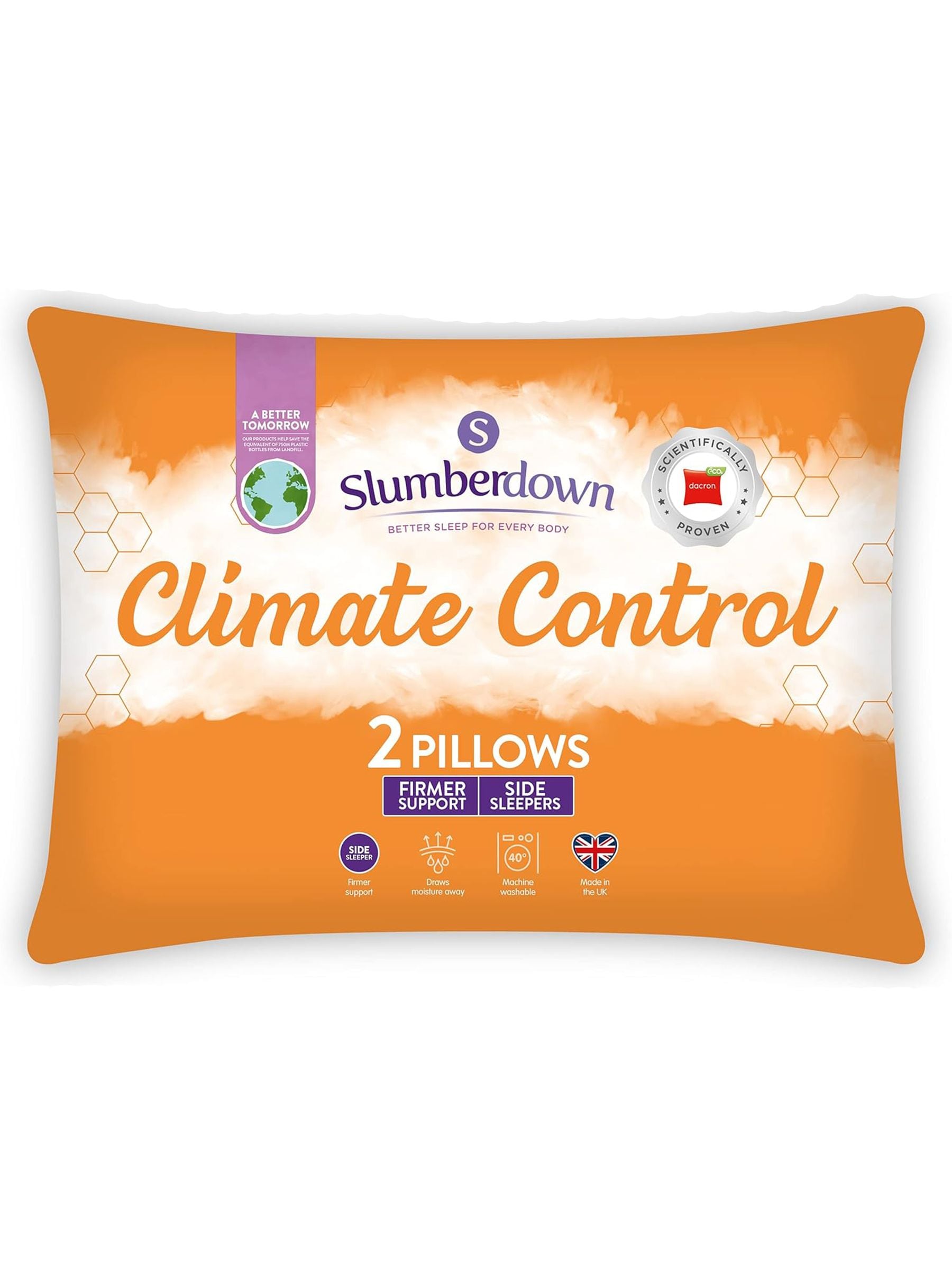Slumberdown Firm Side Sleeper Climate Control Pillows Set of 2 (British brand)