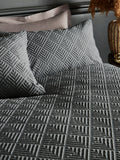Charcoal grey embossed geometric duvet cover and pillowcase set - British product