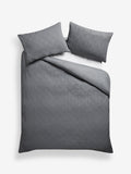 Charcoal grey embossed geometric duvet cover and pillowcase set - British product