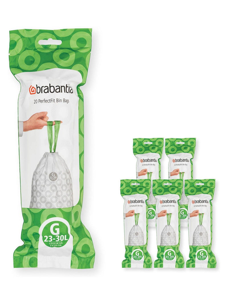 Brabantia White PerfectFit bin bags Code G 23-30L 120 bags - British product