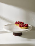 White marble and mango wood cake stand 29.5cm diameter (British brand)