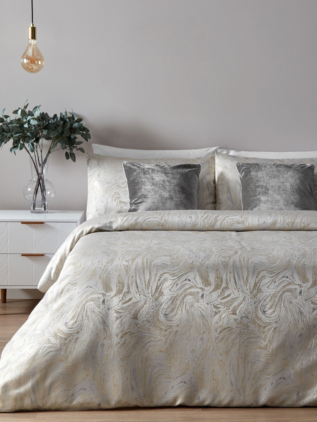 Paoletti Marble Jacquard duvet cover set, imported from the UK