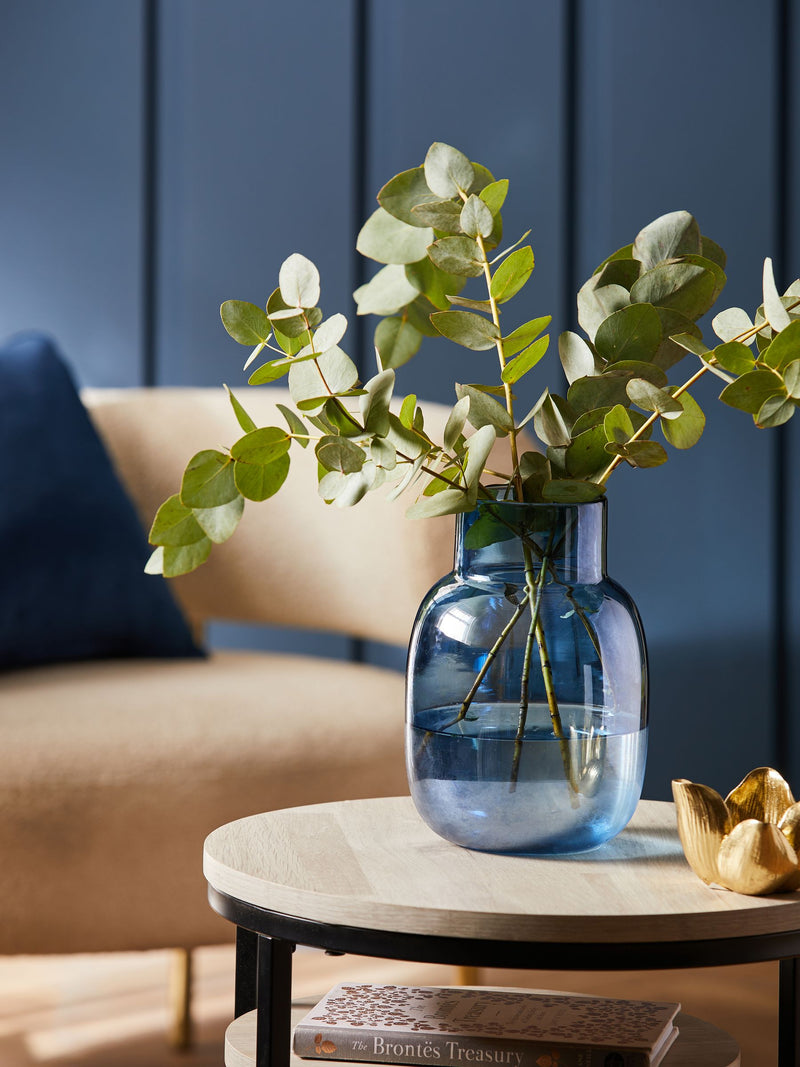 Blue Glass Vase with Cloudy Finish