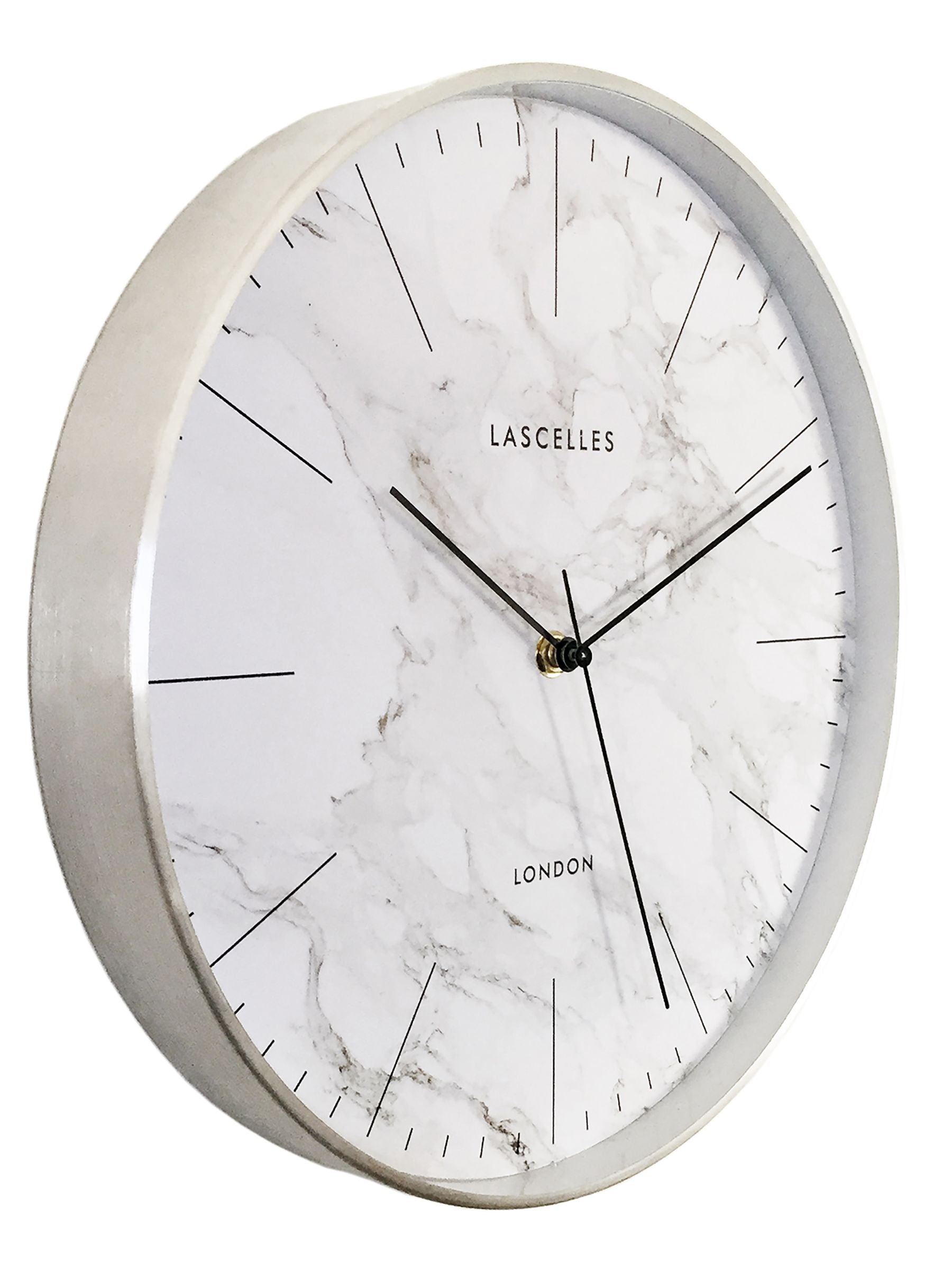 Brookpace Lascelles Cream Brushed Chrome Metal Cased Wall Clock with Marble Dial