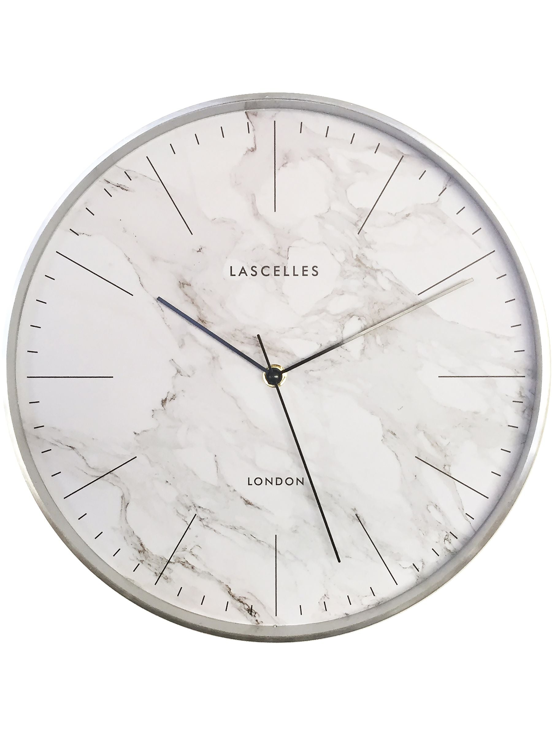 Brookpace Lascelles Cream Brushed Chrome Metal Cased Wall Clock with Marble Dial