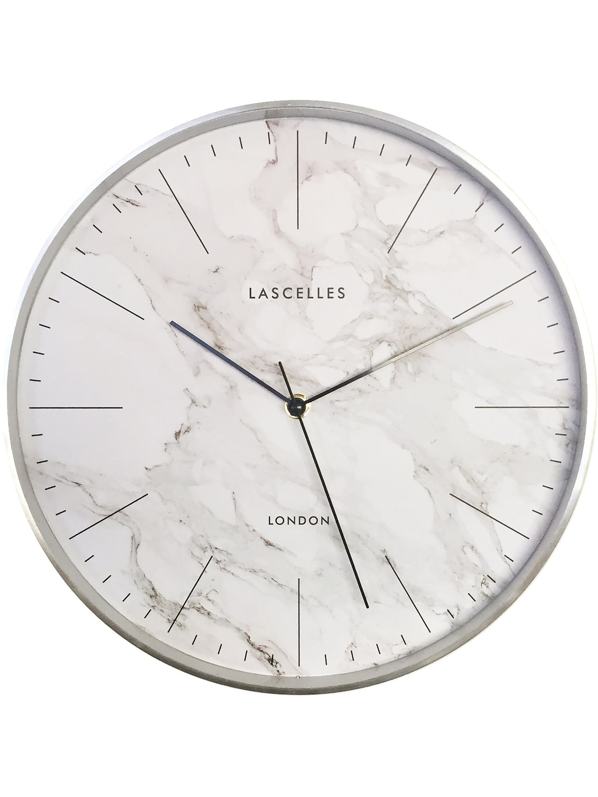 Brookpace Lascelles Cream Brushed Chrome Metal Cased Wall Clock with Marble Dial