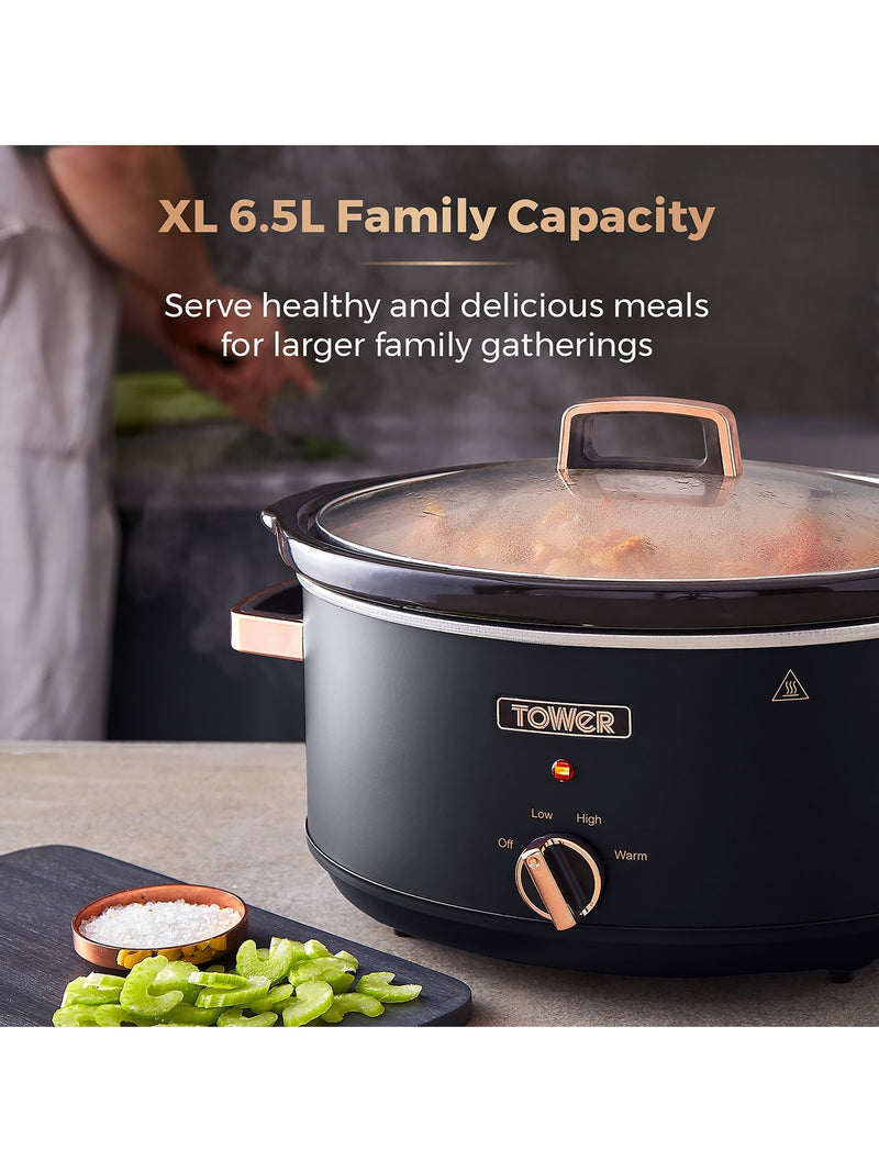 Tower Black Cavaletto Slow Cooker 6.5L (British brand)