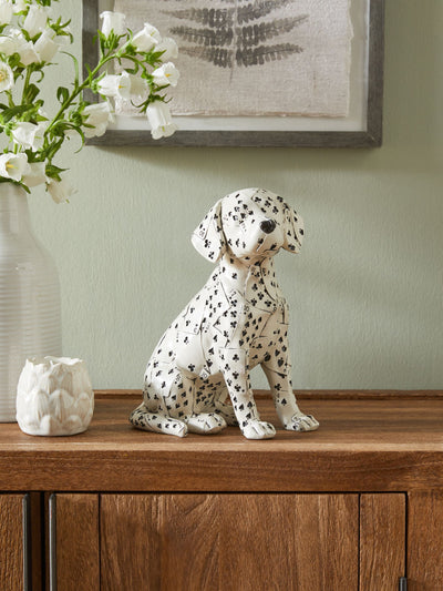 Ace The Dalmatian Dog Ornament White/Black Resin Home Decor 24.5cm