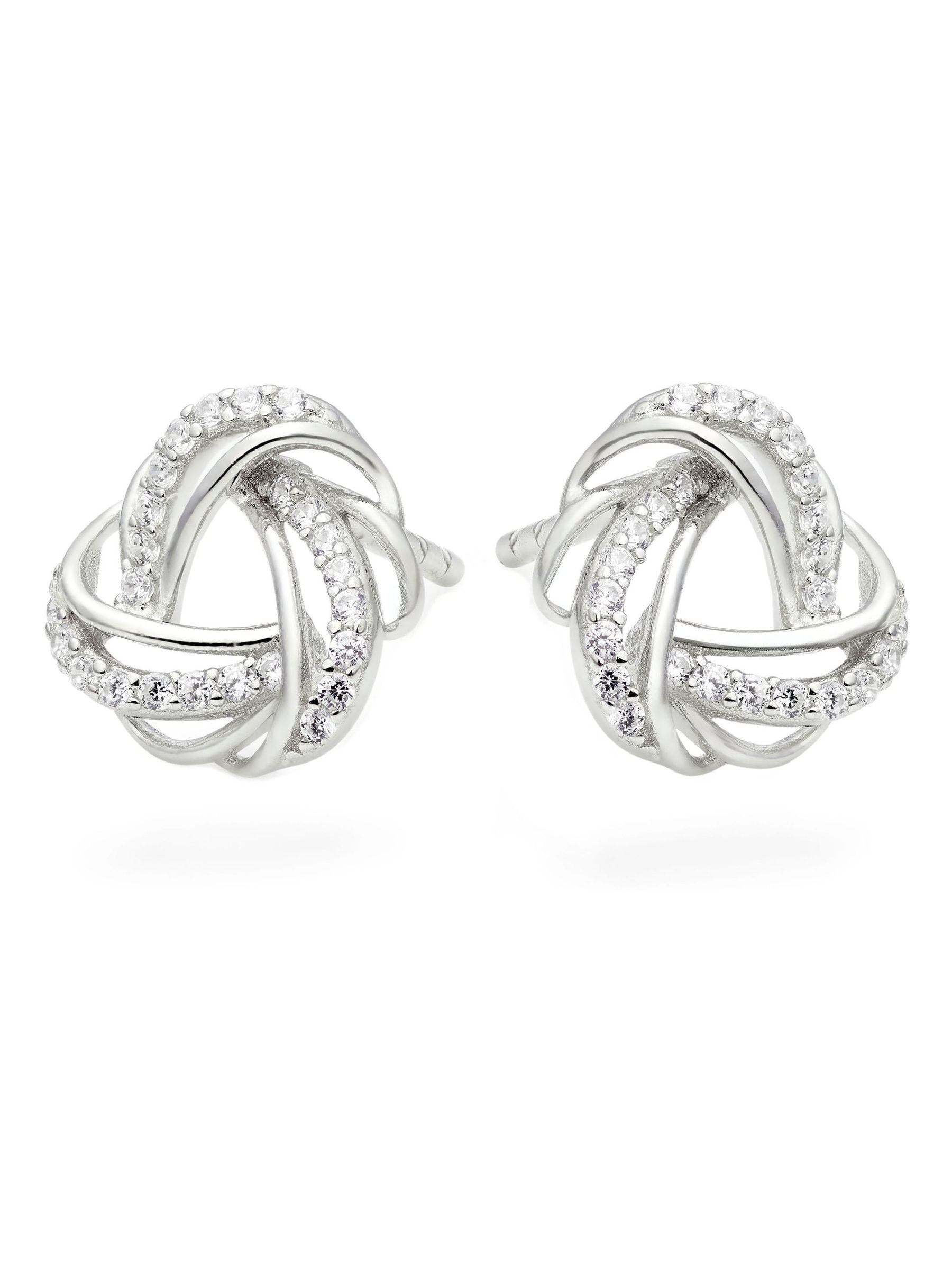 Beaverbrooks silver cubic zirconia knot stud earrings 9mm - British product