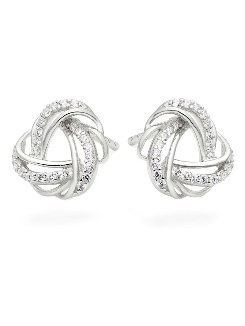 Beaverbrooks silver cubic zirconia knot stud earrings 9mm - British product