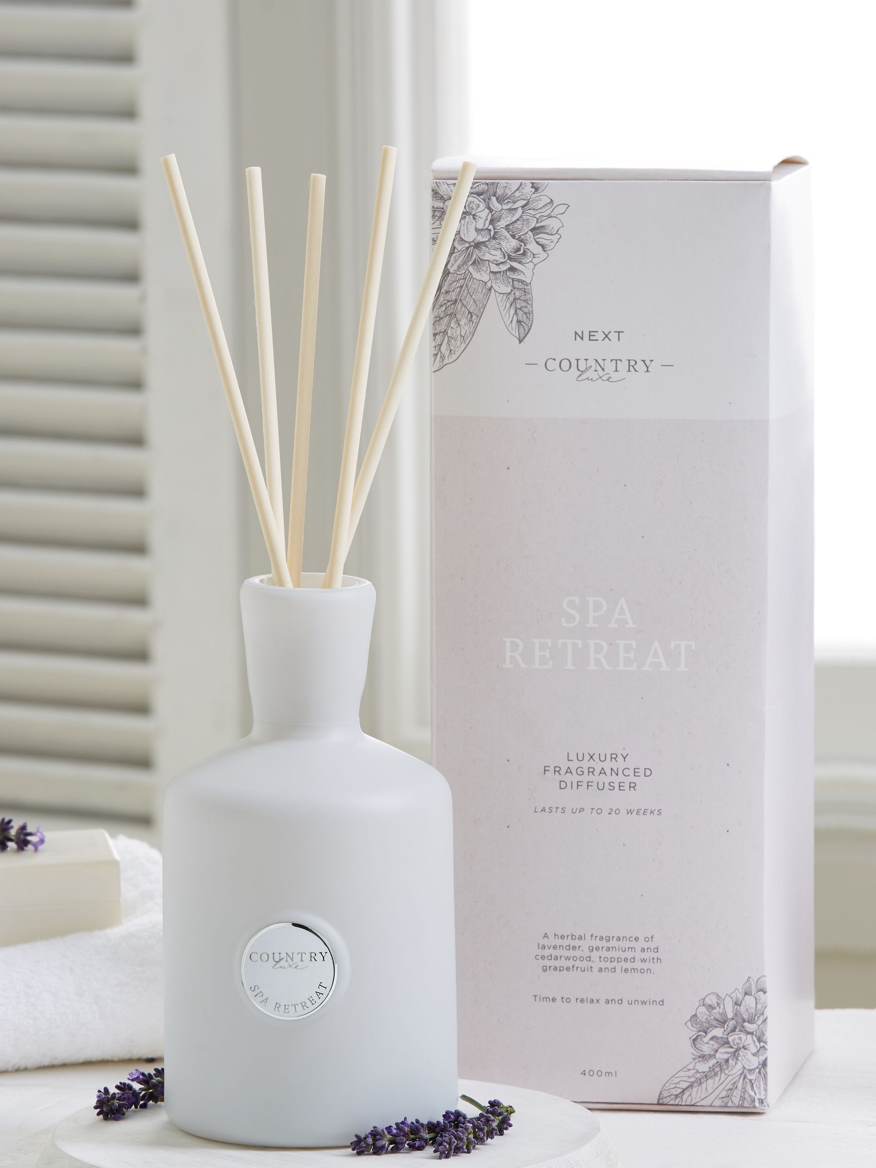 Country Luxe reed diffuser Lavender and Geranium 400ml - British product