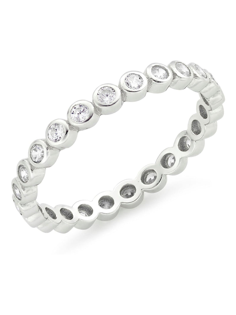 Beaverbrooks Silver Cubic Zirconia Bubble Stacking Ring 2.5mm width - British product
