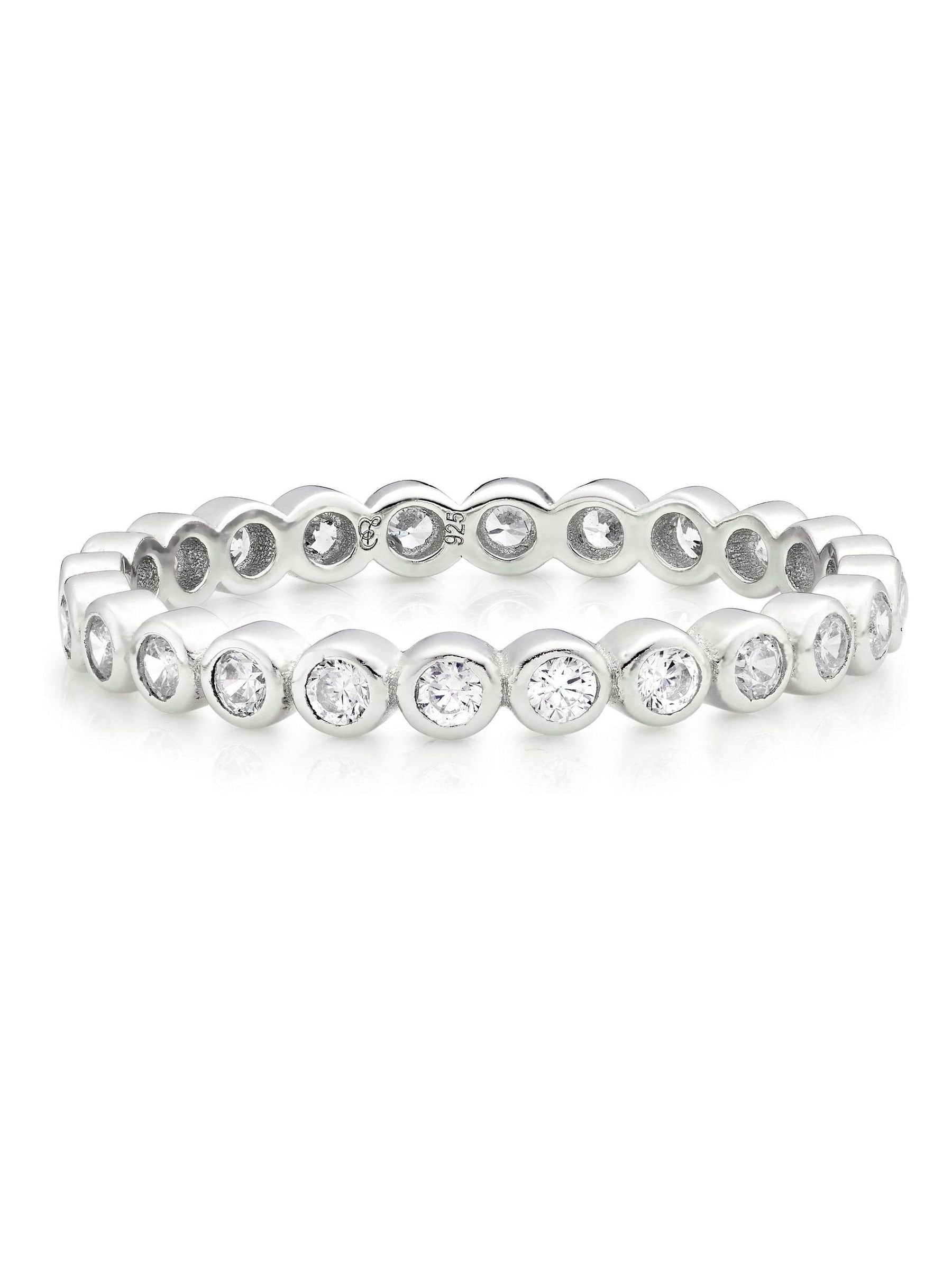 Beaverbrooks Silver Cubic Zirconia Bubble Stacking Ring 2.5mm width - British product