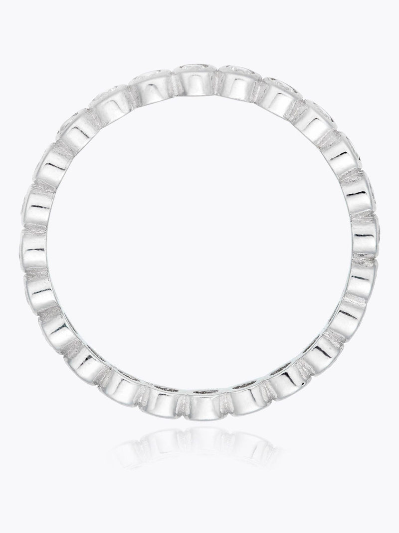 Beaverbrooks Silver Cubic Zirconia Bubble Stacking Ring 2.5mm width - British product