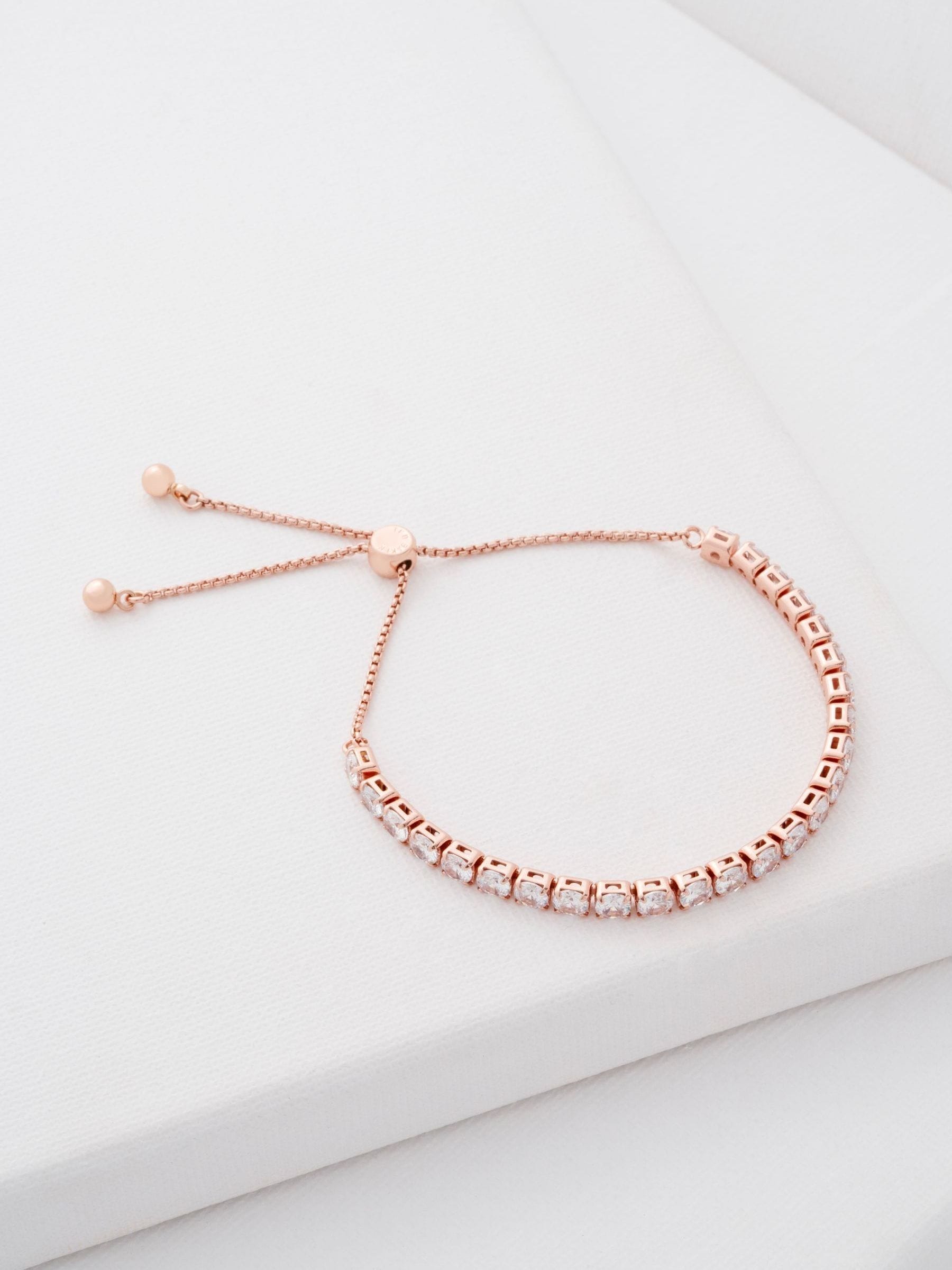 Ted Baker Rose Gold Tennis Bracelet Clear Crystal 21cm (British brand)