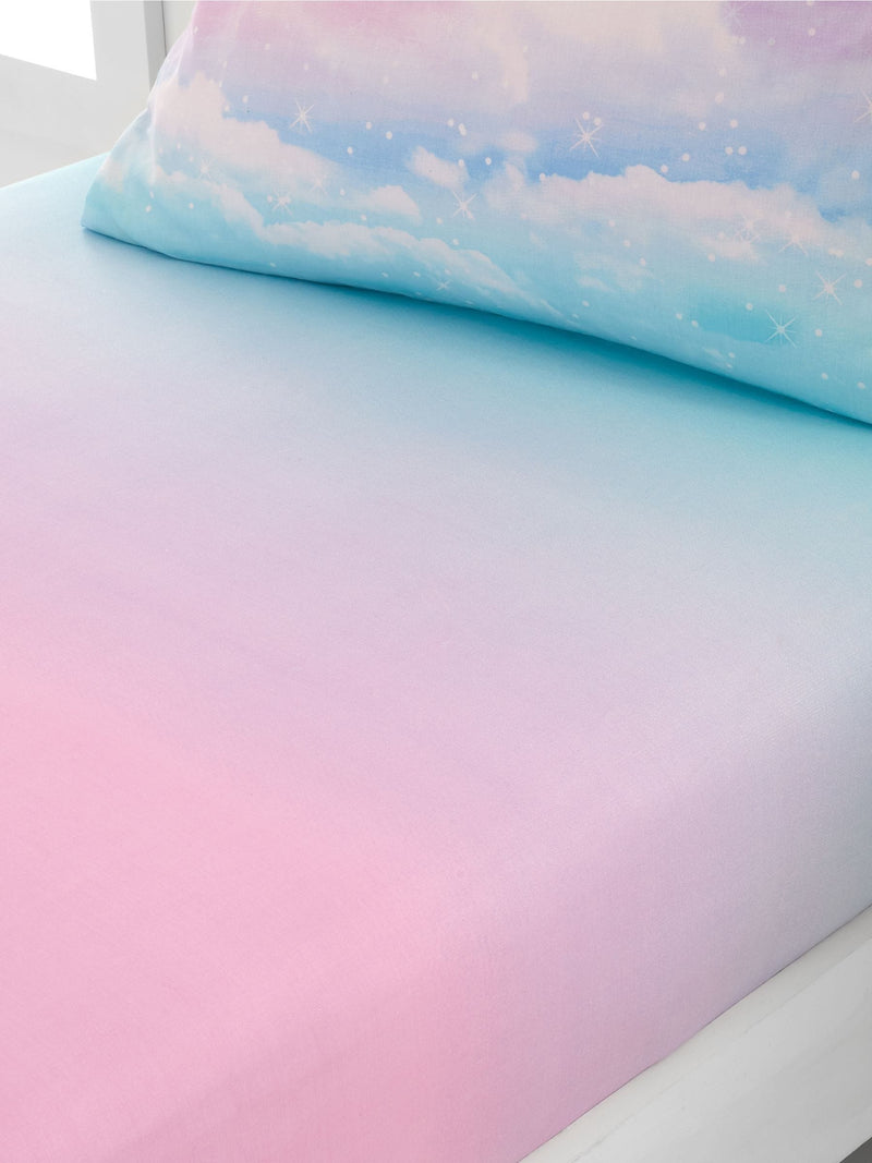 Catherine Lansfield blue ombré rainbow clouds fitted sheet single - British product