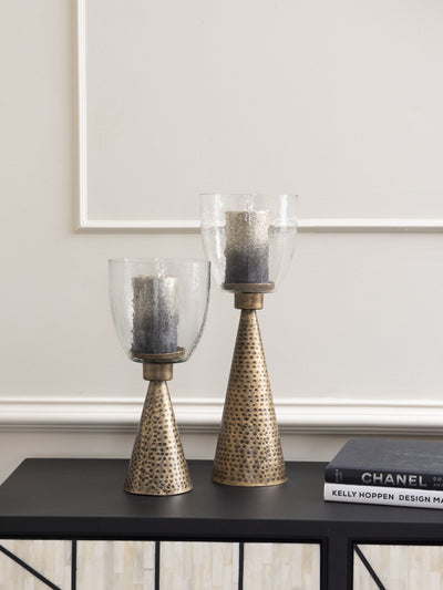 Libra Interiors Clear Sandbanks Large Glass Candle Holder