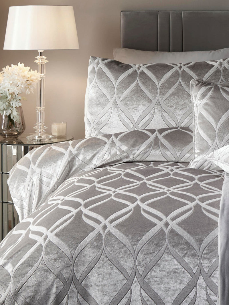 Soiree Silver Belfort Jacquard Duvet Cover Set