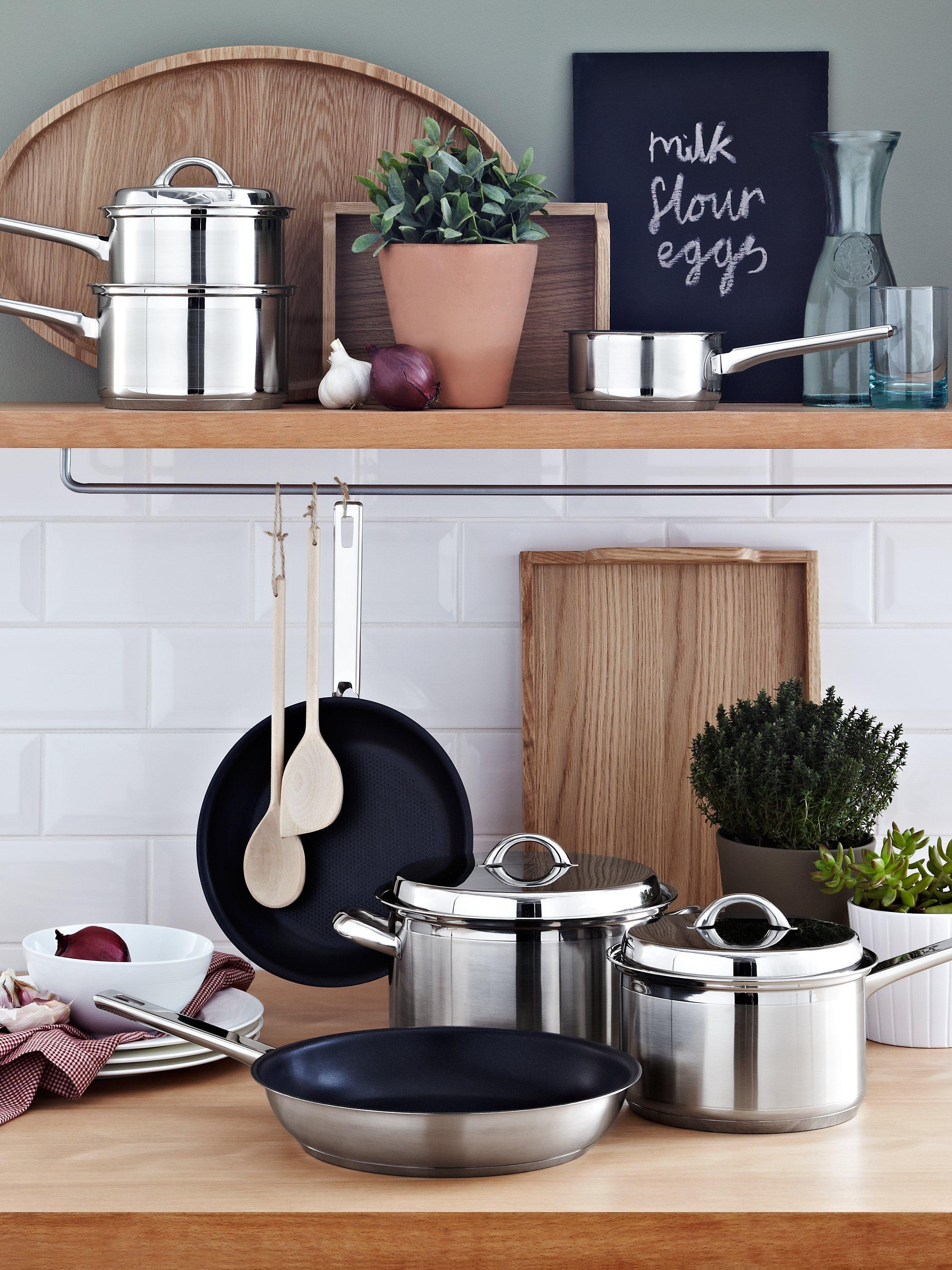 John Lewis Classic Stainless Steel Non-Stick Frying Pan 20cm, UK version